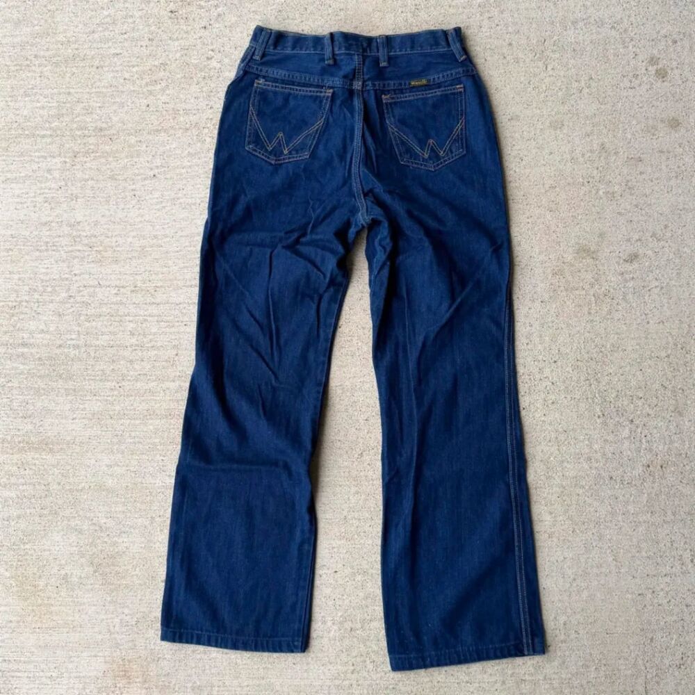 Vtg 70s Wrangler No Fault Denims High Waist Wide Leg Jeans USA Talon 42 Size 12